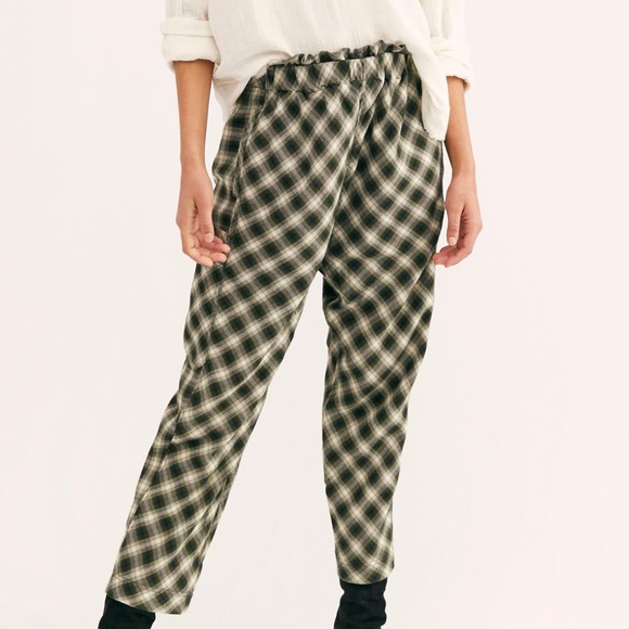 Free people drop it low Herman pants green plaid - Picture 4 of 4